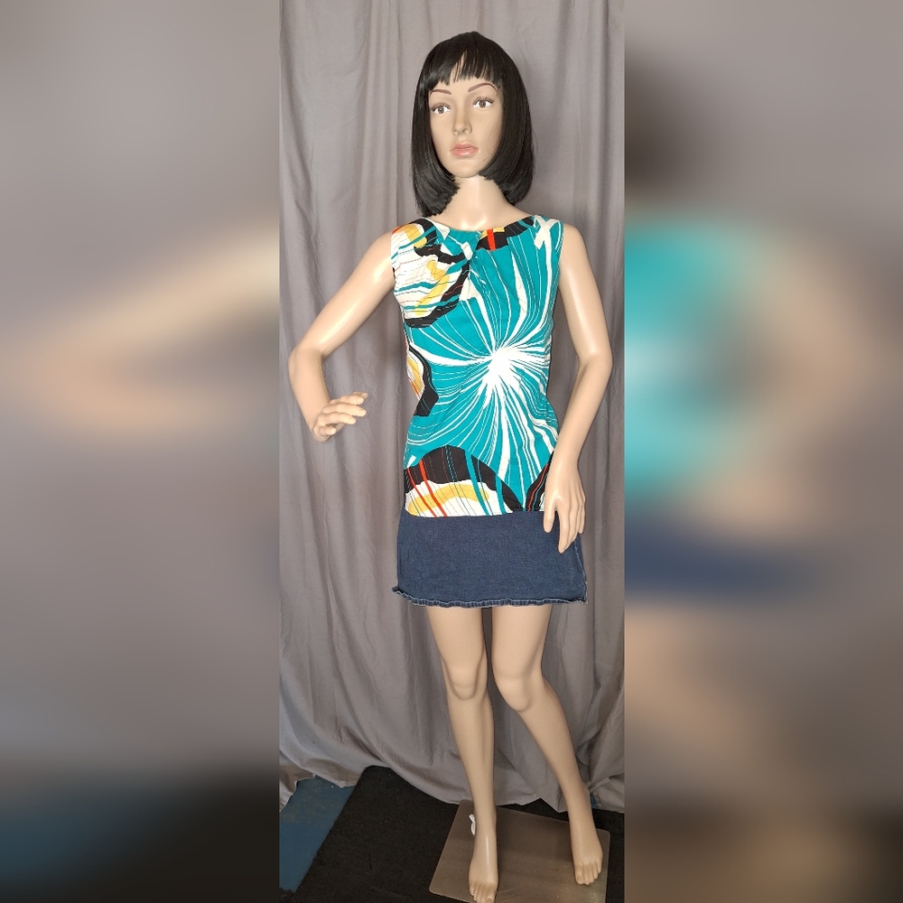 Worthington/women's sleeveless floral blou/petite medium/multicolor retro